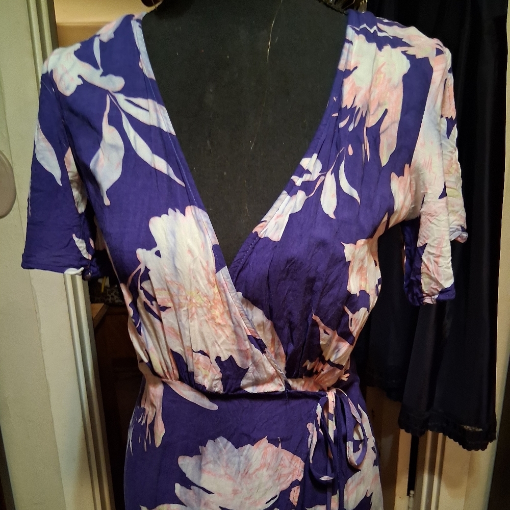Lulu's Purple and Pink Floral Maxi Dress